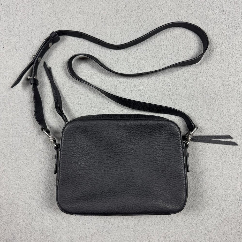 AllSaints Captain Lea Crossbody Bag Black Pebble Leather